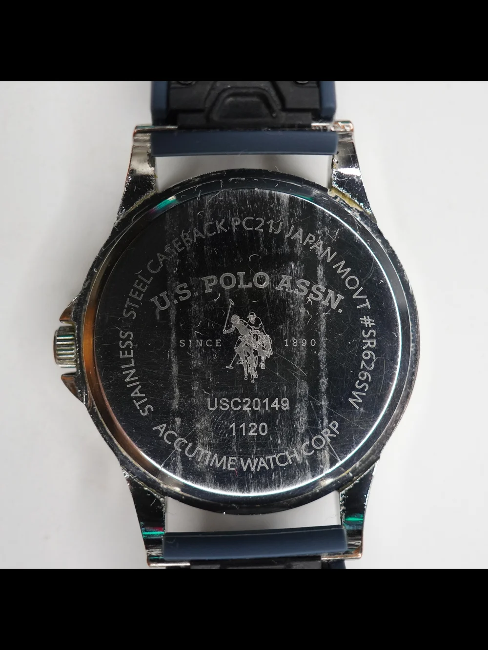 U.S. Polo Assn USC20149 Men's Quartz Watch Silver Dial Blue Rubber Band